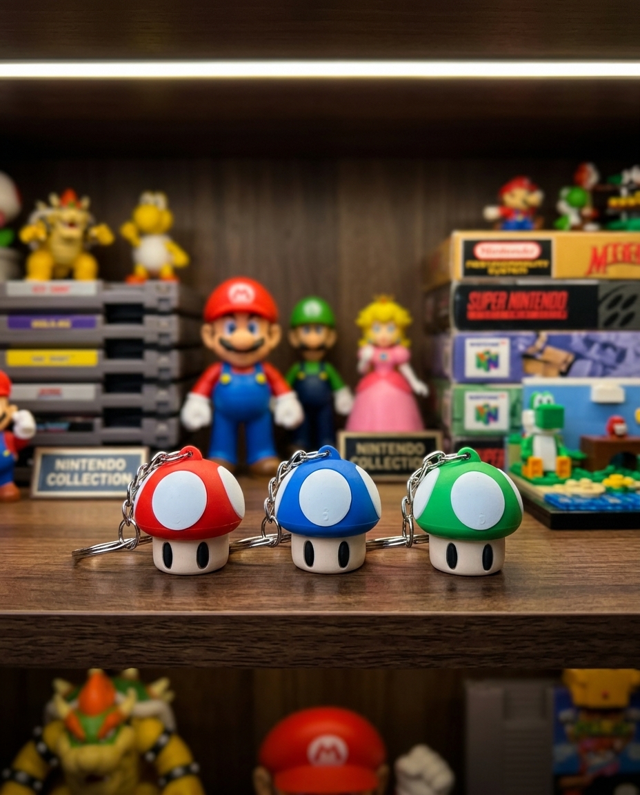 Chaveiro Champignon Mario — colecionável OrionLab impresso em 3D