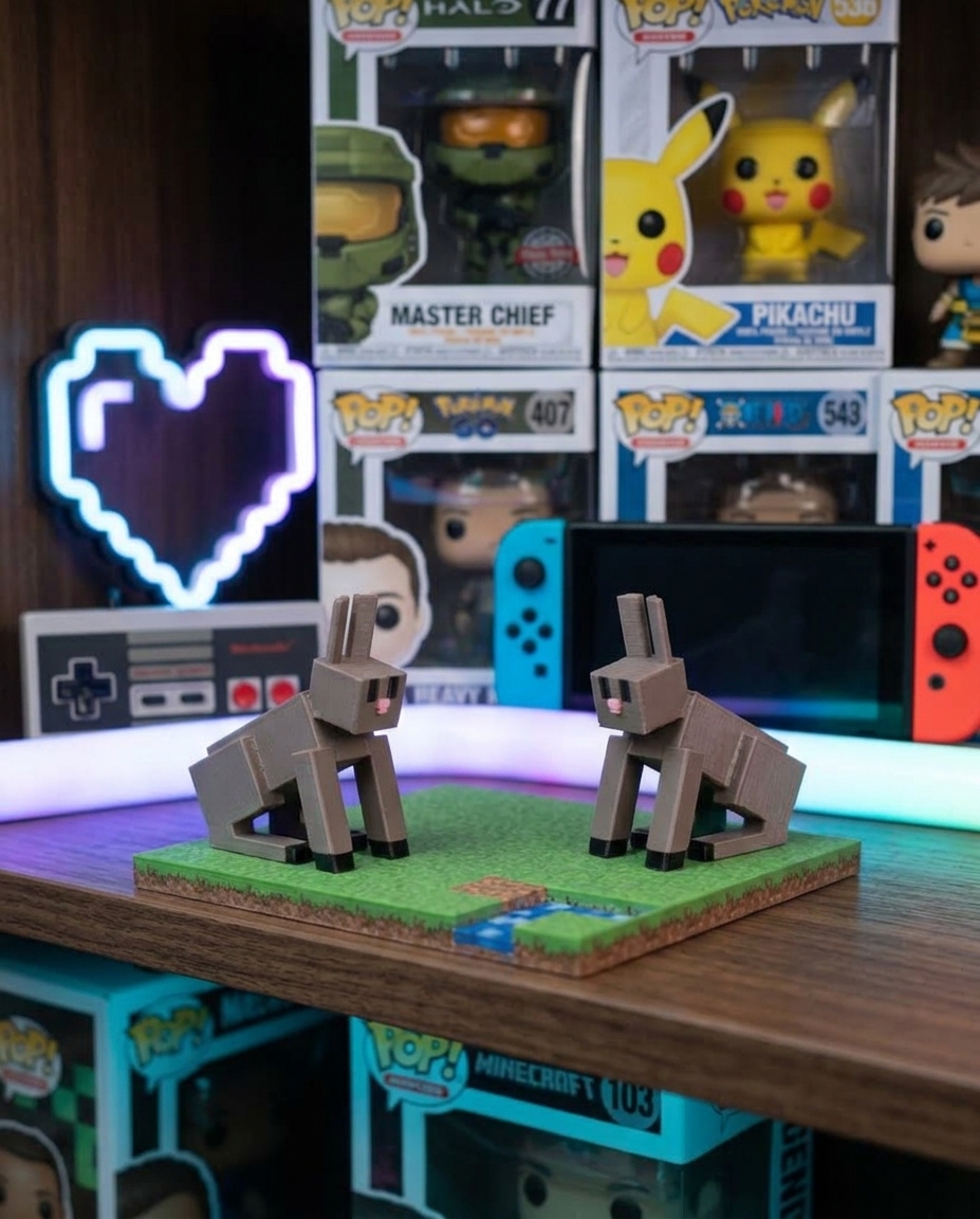 Pacote 2 Coelhos Minecraft — colecionável OrionLab impresso em 3D