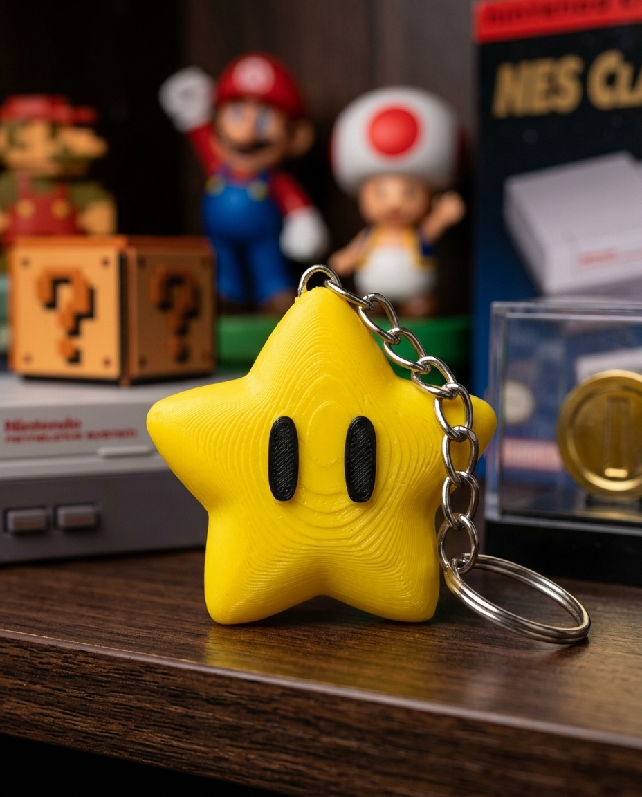 Chaveiro Estrela Super Mario — colecionável OrionLab impresso em 3D
