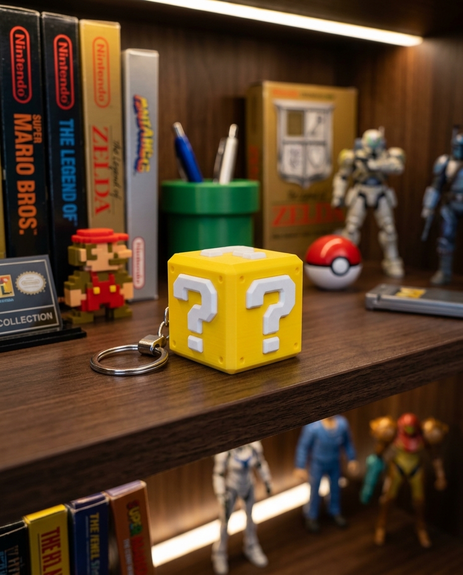 Chaveiro Bloco Super Mario — colecionável OrionLab impresso em 3D